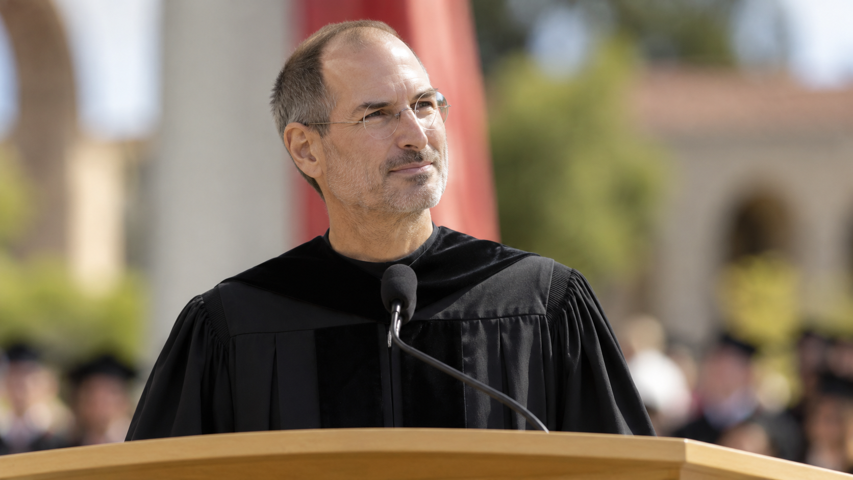 Realistic editorial portrait of Steve Jobs for the February 06 Tech Quote of the Day