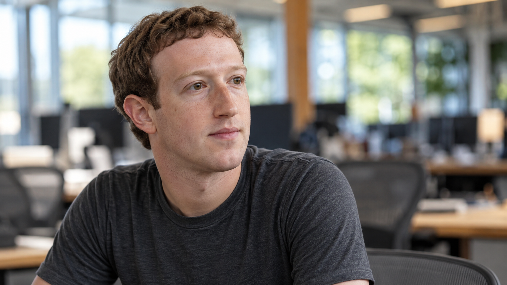 Realistic editorial portrait of Mark Zuckerberg for the February 12 Tech Quote of the Day
