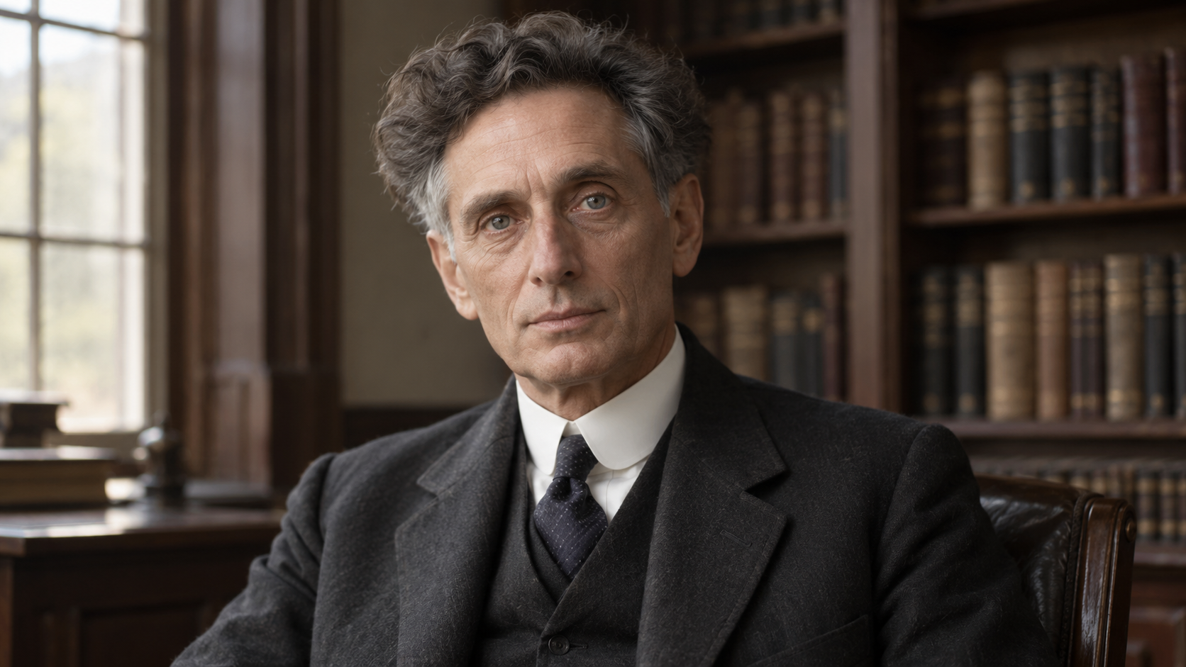 Realistic editorial recreation of Louis D. Brandeis in a period-appropriate study.