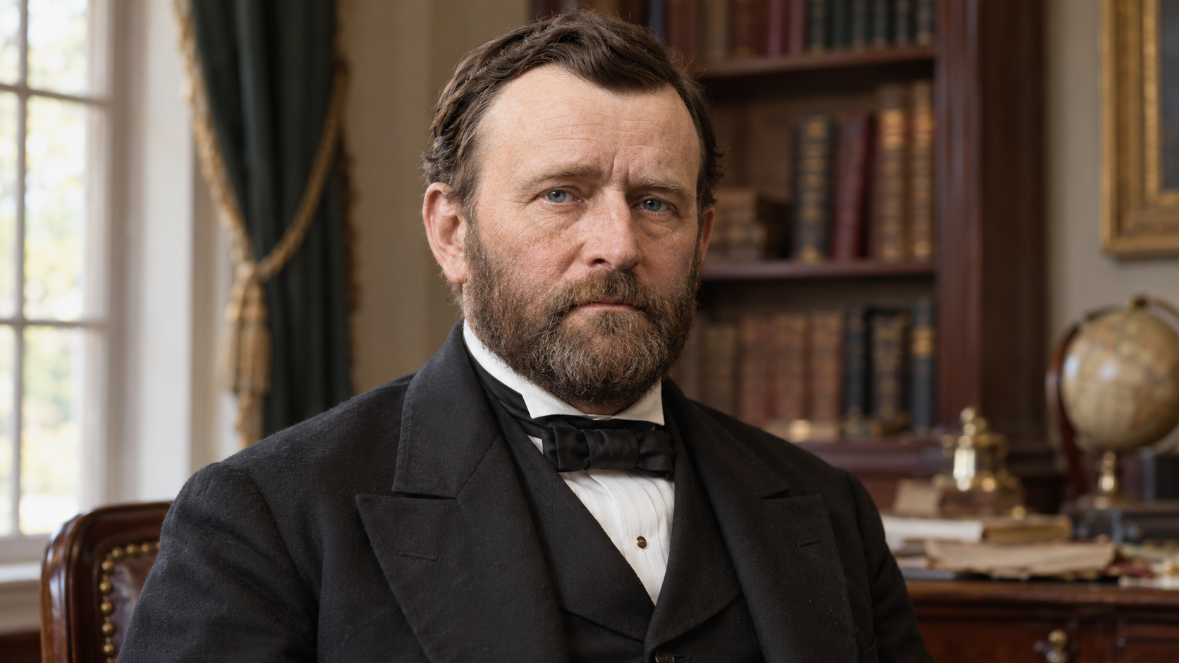 Realistic editorial recreation of Ulysses S. Grant in a period-appropriate study.
