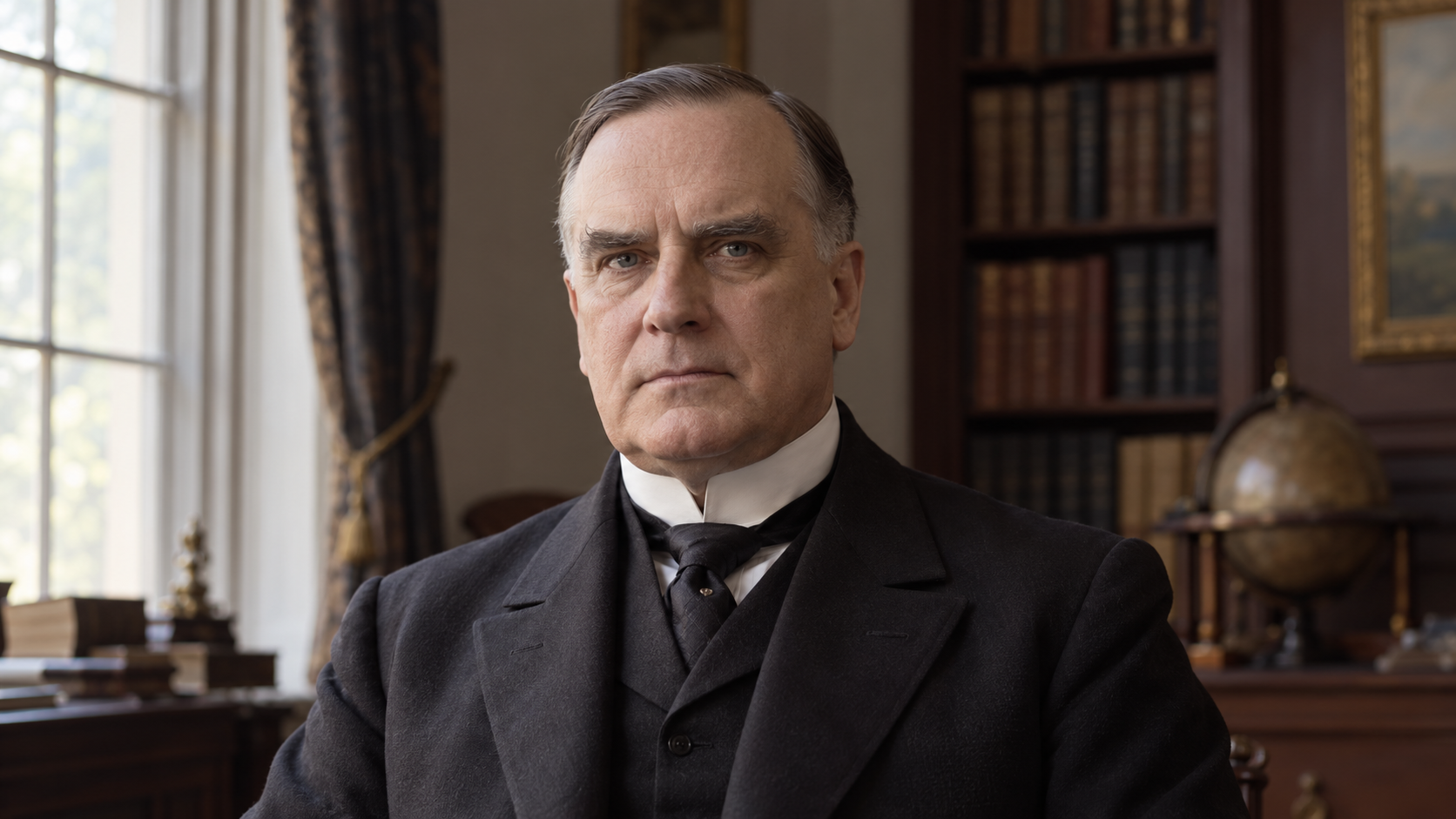 Realistic editorial recreation of William McKinley in a period-appropriate study.