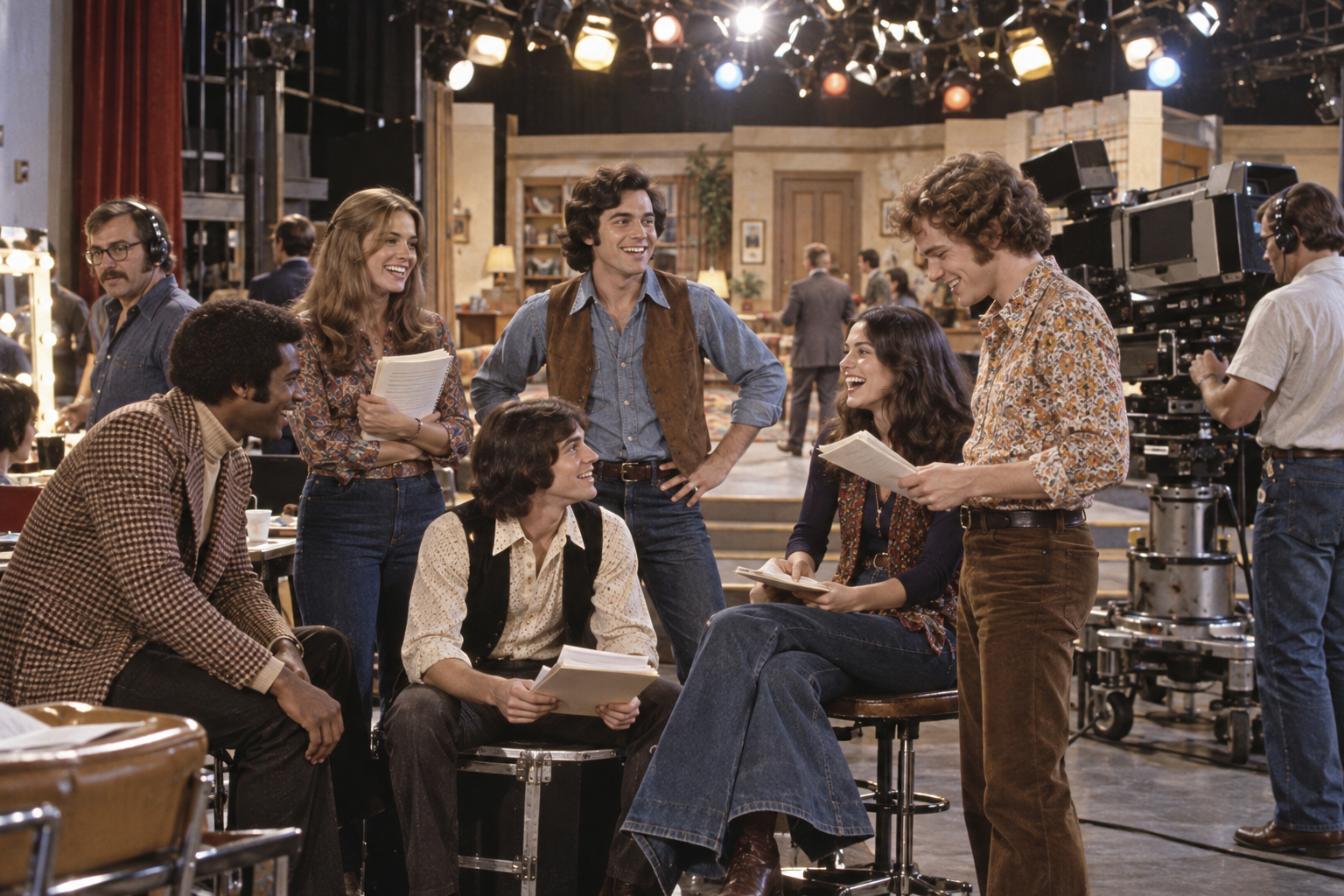 Editorial historical illustration of the premiere of Saturday Night Live on October 11, 1975