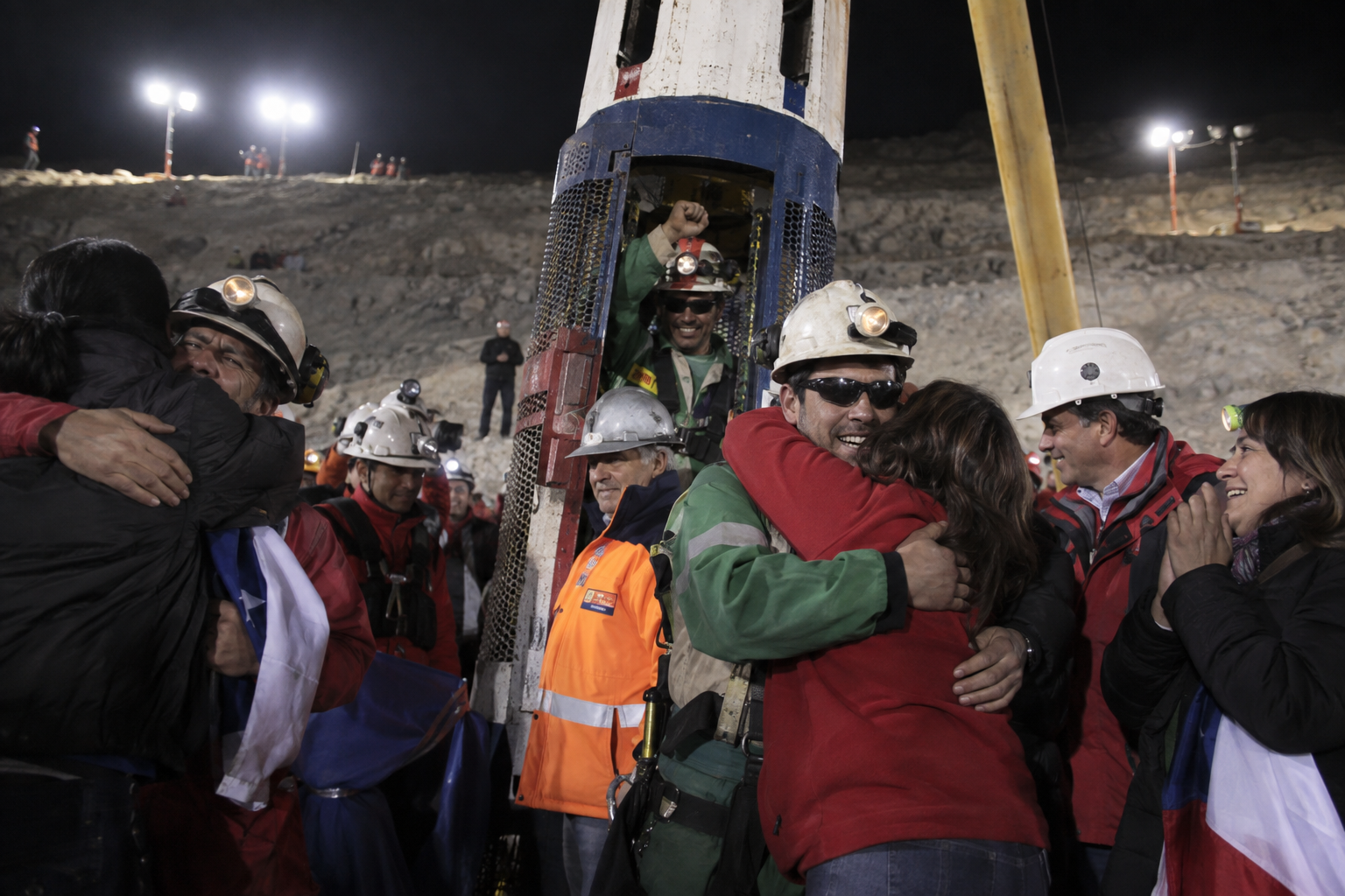 Editorial historical illustration of the rescue of thirty-three trapped Chilean miners on October 13, 2010