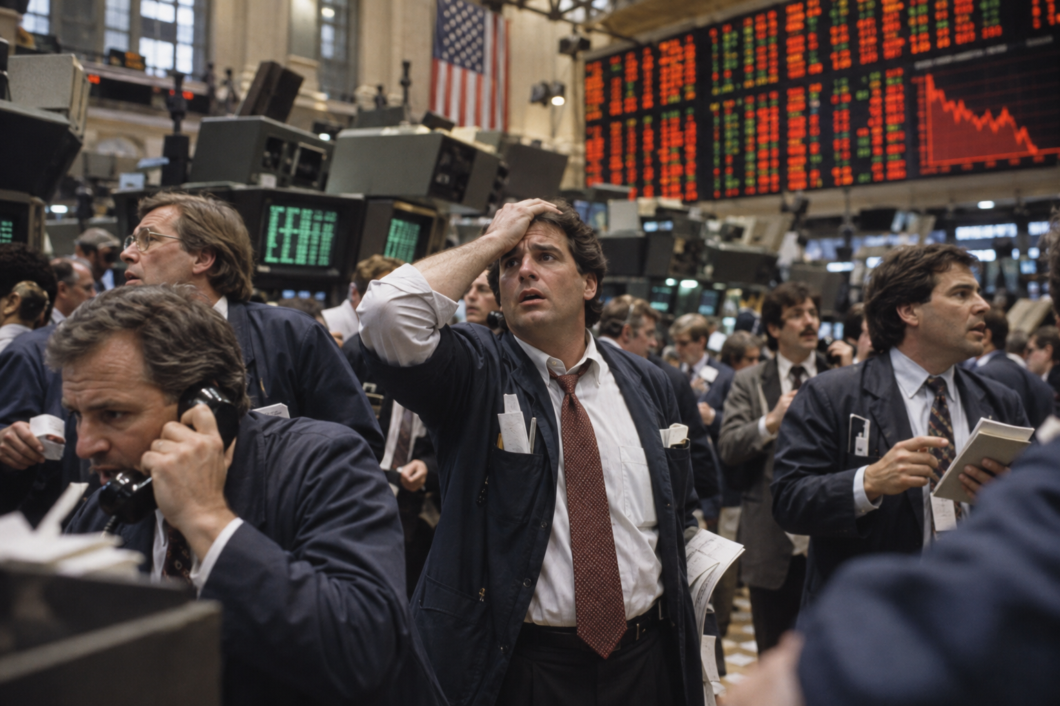 Editorial historical illustration of the Black Monday stock-market crash on October 19, 1987