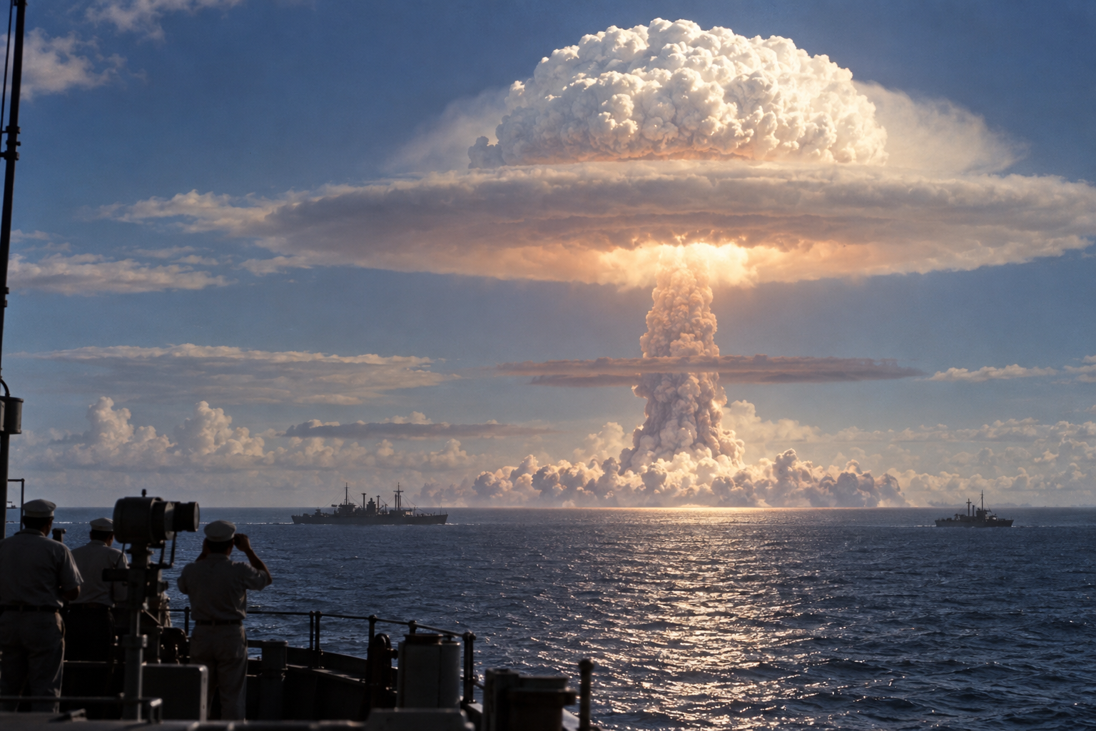 Editorial historical illustration of the Ivy Mike thermonuclear test on November 1, 1952