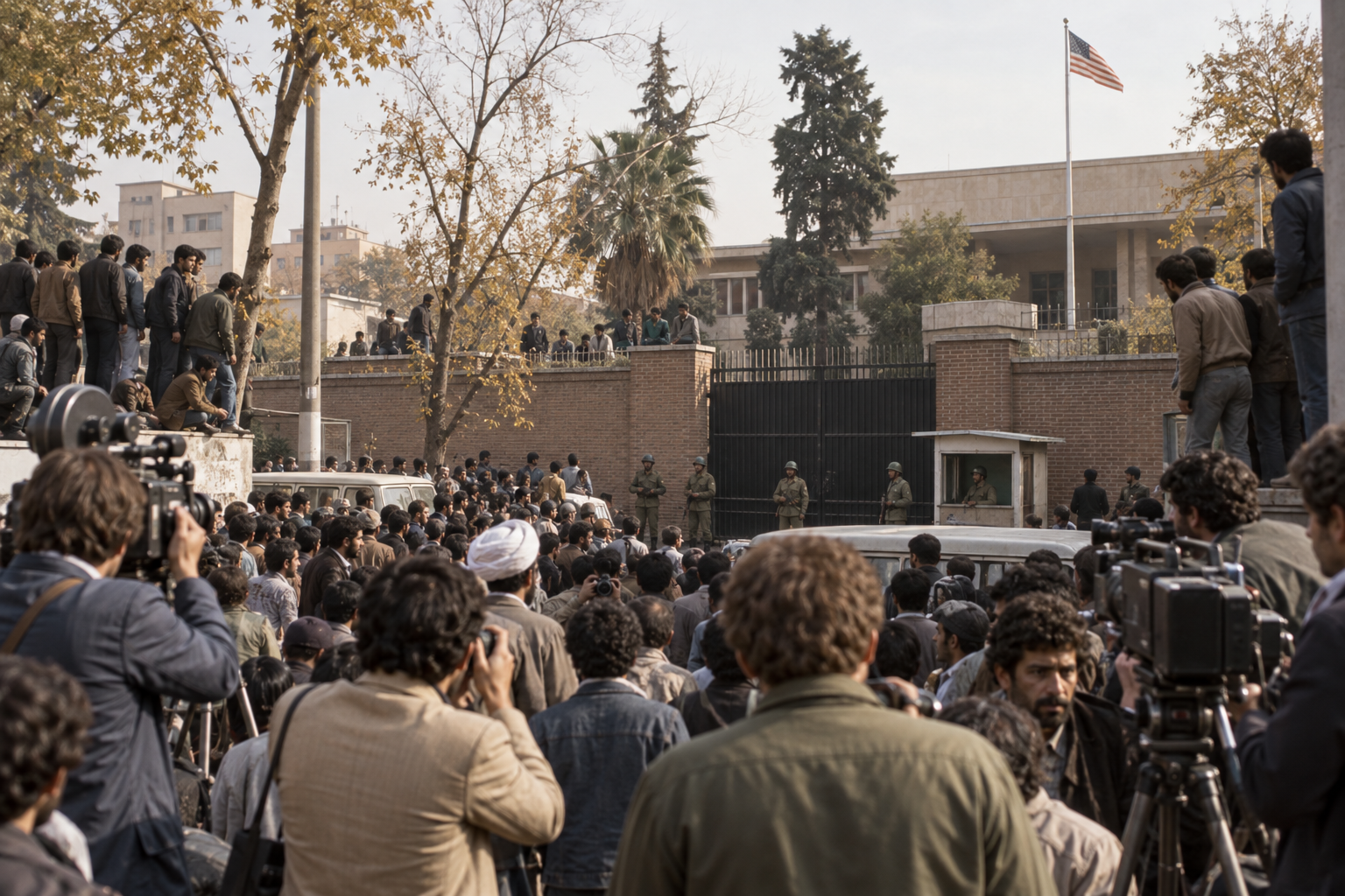 Editorial historical illustration of the seizure of the United States embassy in Tehran on November 4, 1979