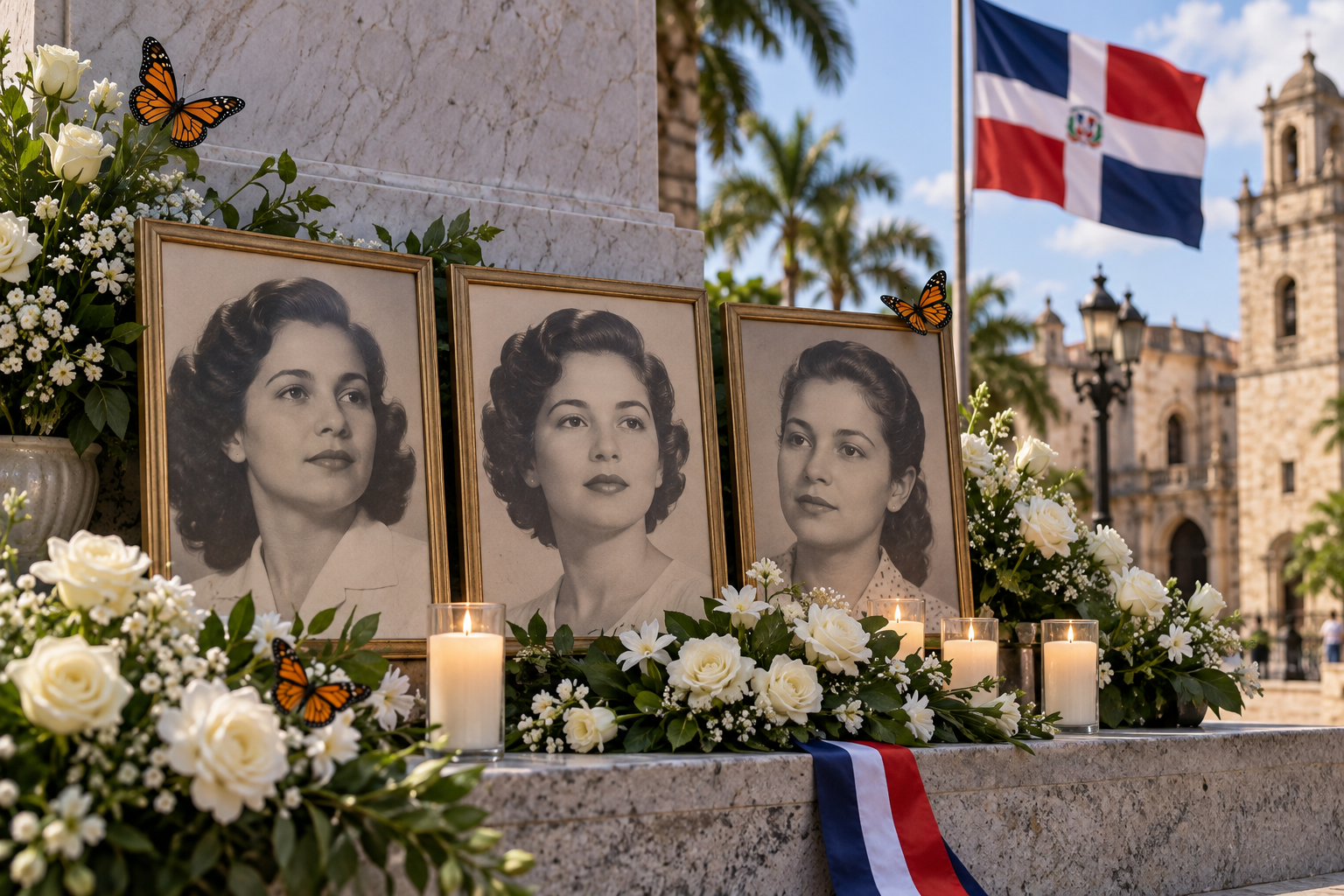 Editorial historical illustration of the murder of the Mirabal sisters on November 25, 1960