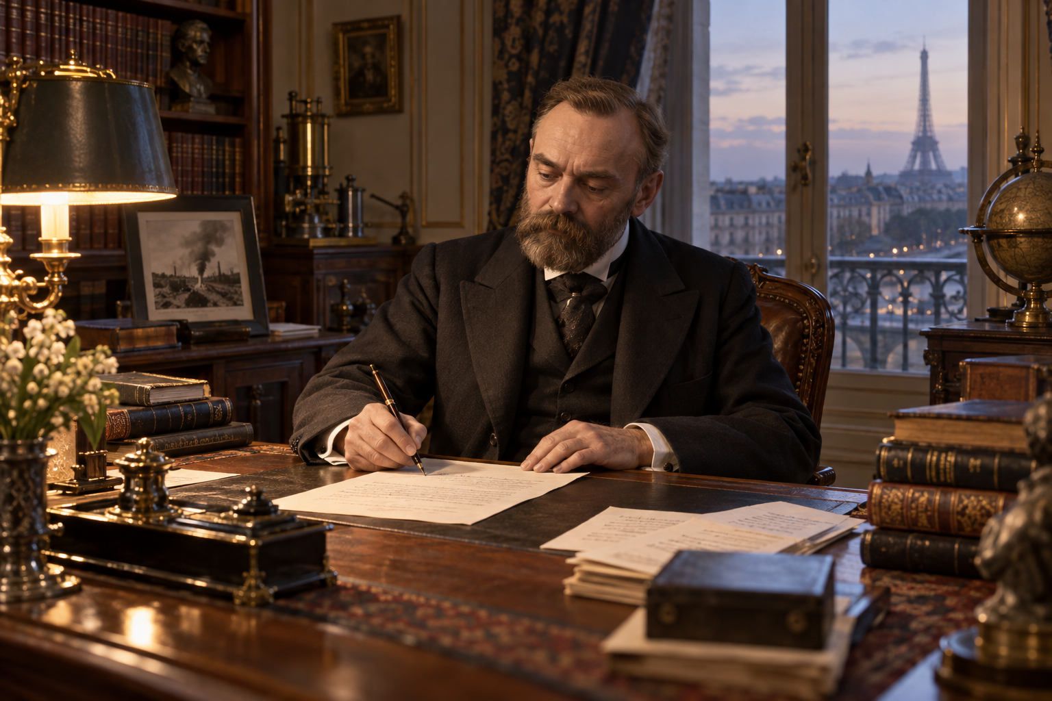 Editorial historical illustration of Alfred Nobel's final will establishing the Nobel Prizes on November 27, 1895