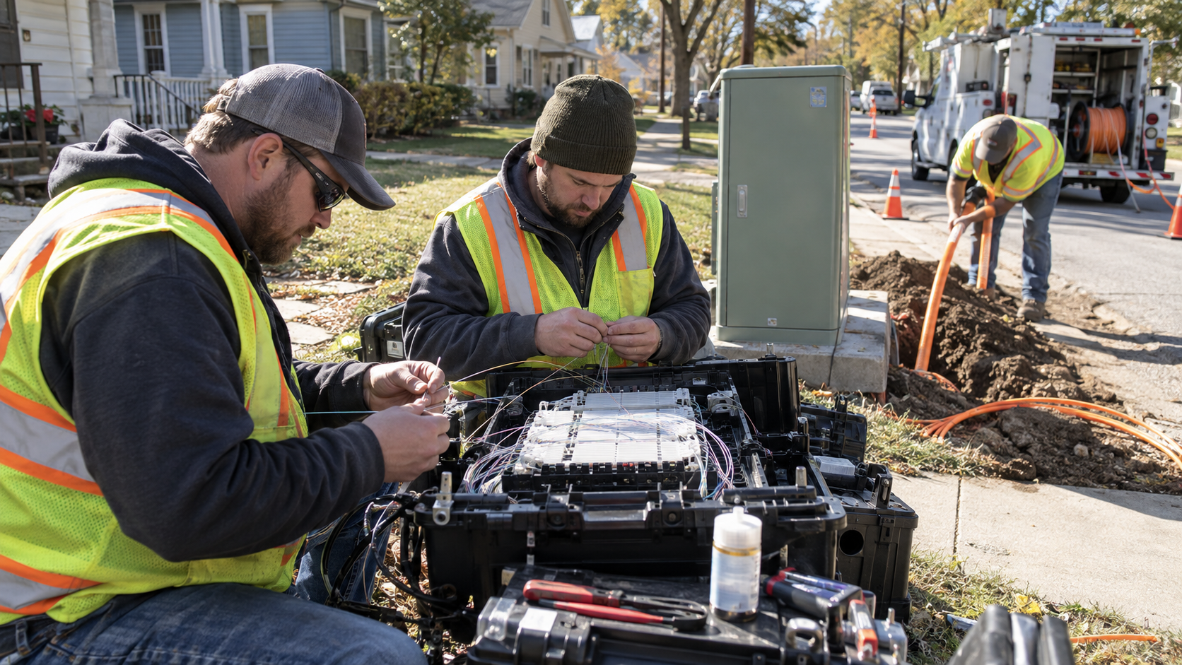 High-speed fiber-optic broadband connecting a city neighborhood