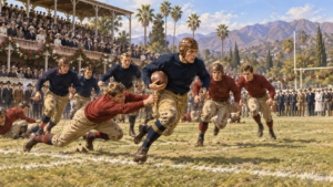 Early football players compete in Pasadena’s first Rose Bowl game in 1902