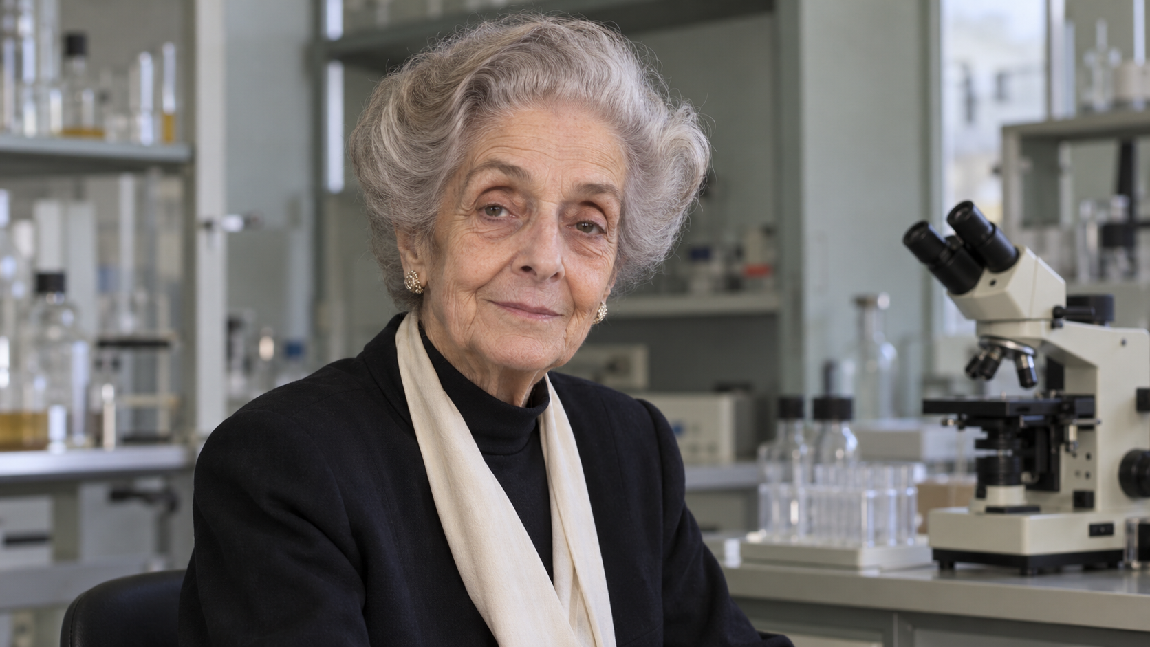 AI-created realistic portrait of Rita Levi-Montalcini.