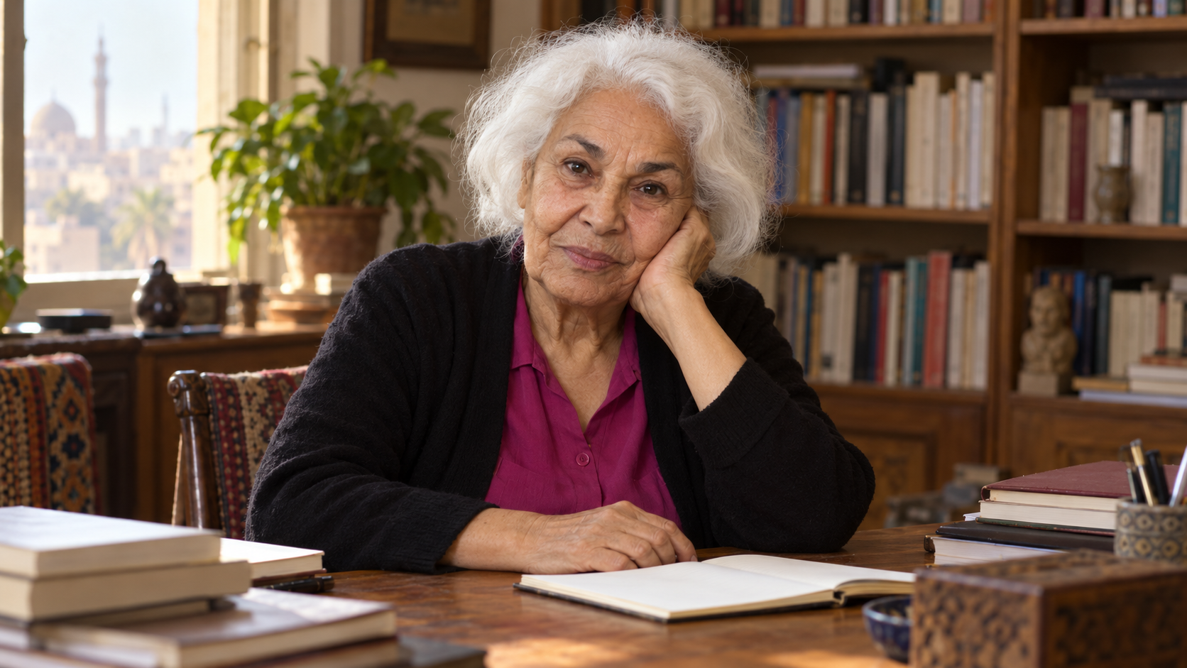 AI-created realistic portrait of Nawal El Saadawi.