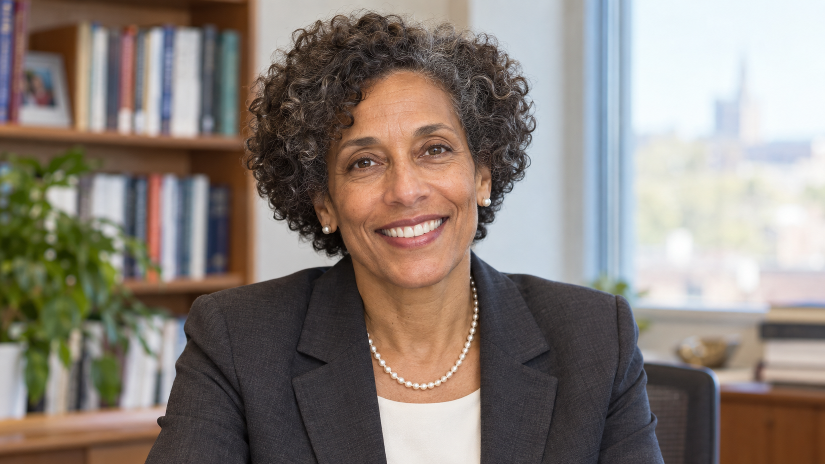 AI-created realistic portrait of Mary Bassett in a public health university office.
