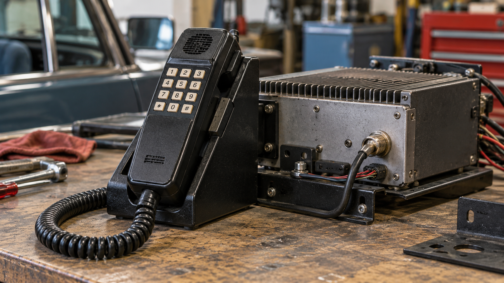 Historical reconstruction of an early car-installed cellular telephone