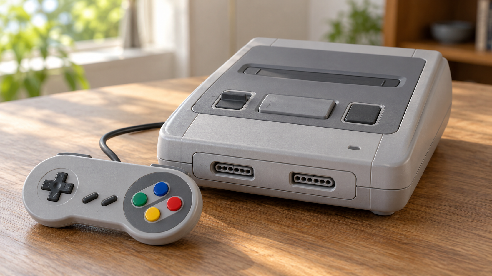 Historical reconstruction of the original Japanese Super Famicom console and wired controller