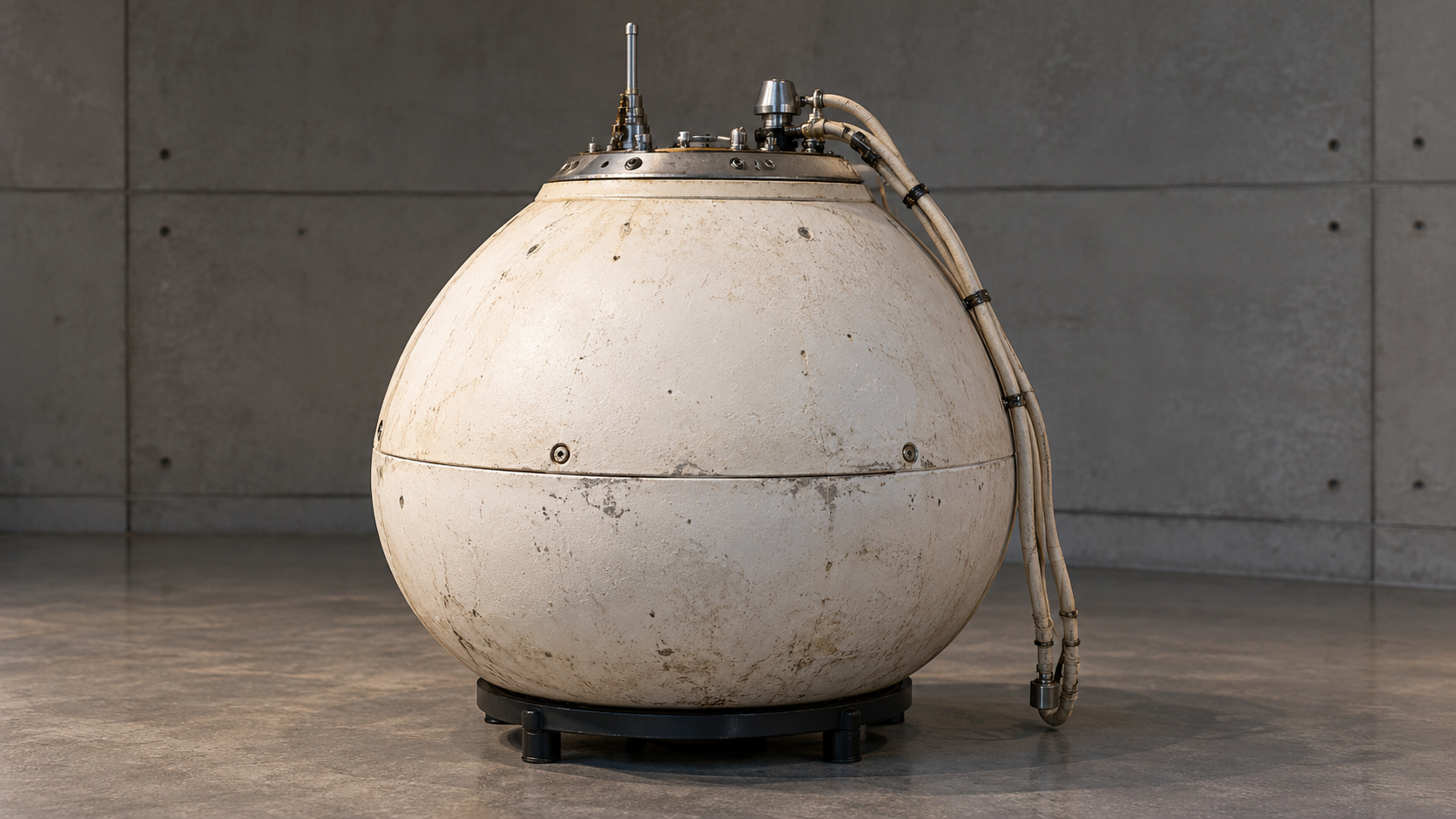 Historical reconstruction of the rounded Venera 7 descent capsule based on an engineering model and technical diagram.