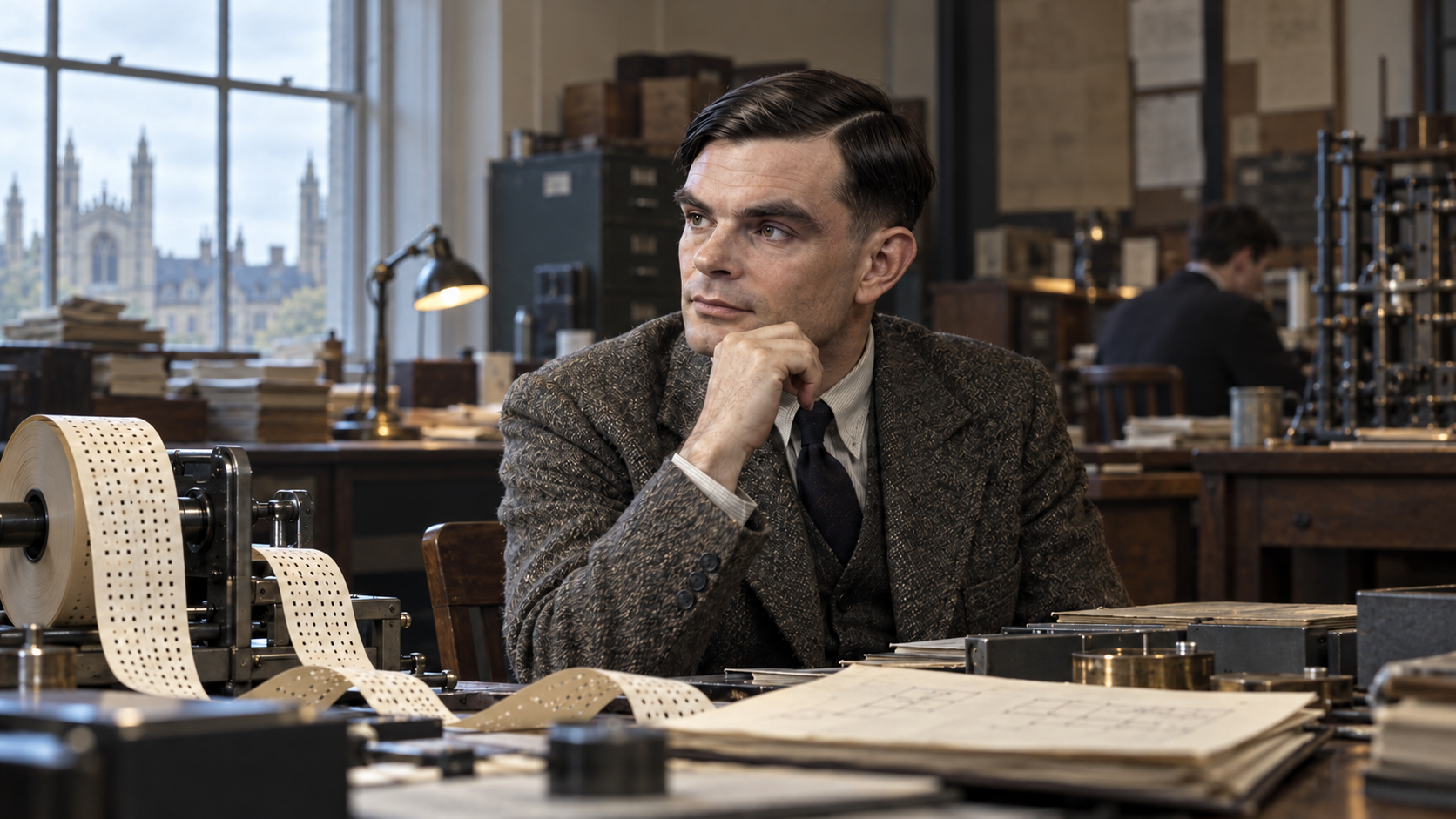 Alan Turing in a realistic editorial setting — AI Quote of the Day