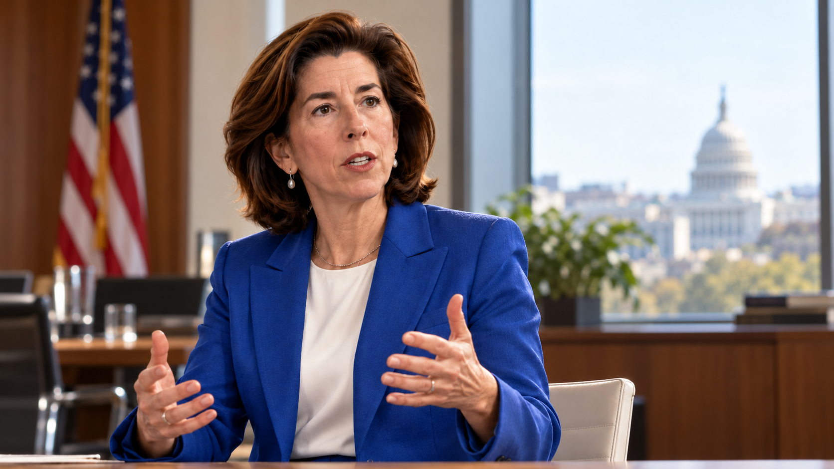 Gina Raimondo in a realistic editorial setting — AI Quote of the Day