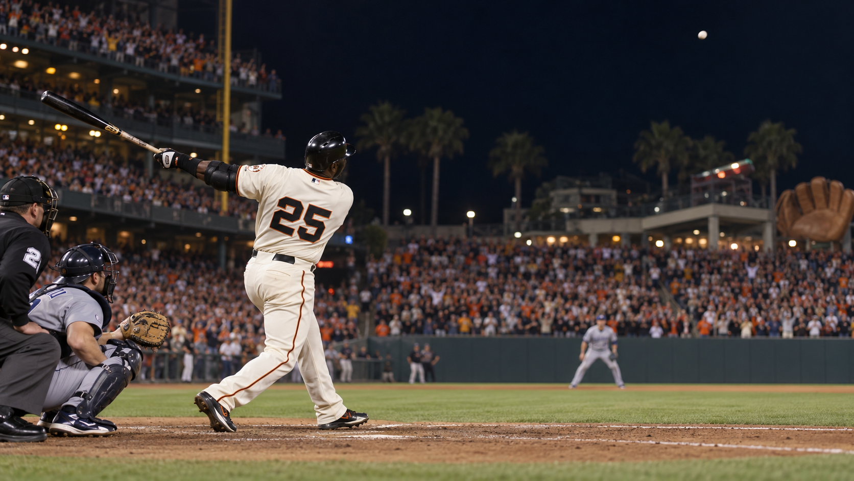 Photorealistic reconstruction of Barry Bonds hitting his 756th career home run in 2007.