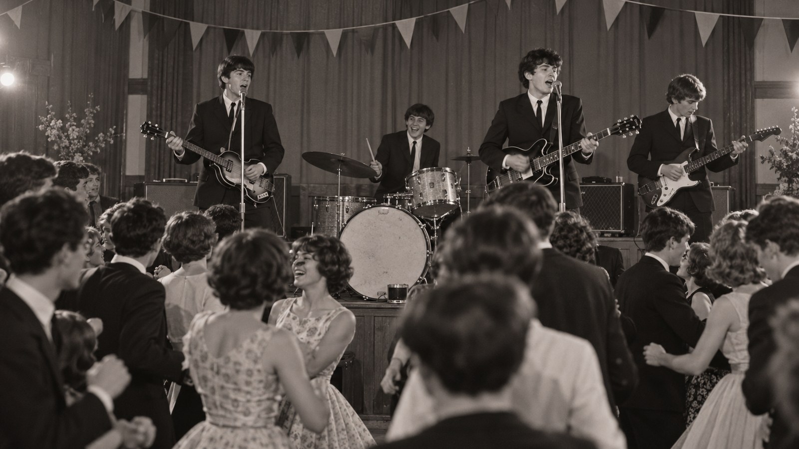 AI reconstruction of Ringo Starr's first official Beatles performance at Hulme Hall in 1962