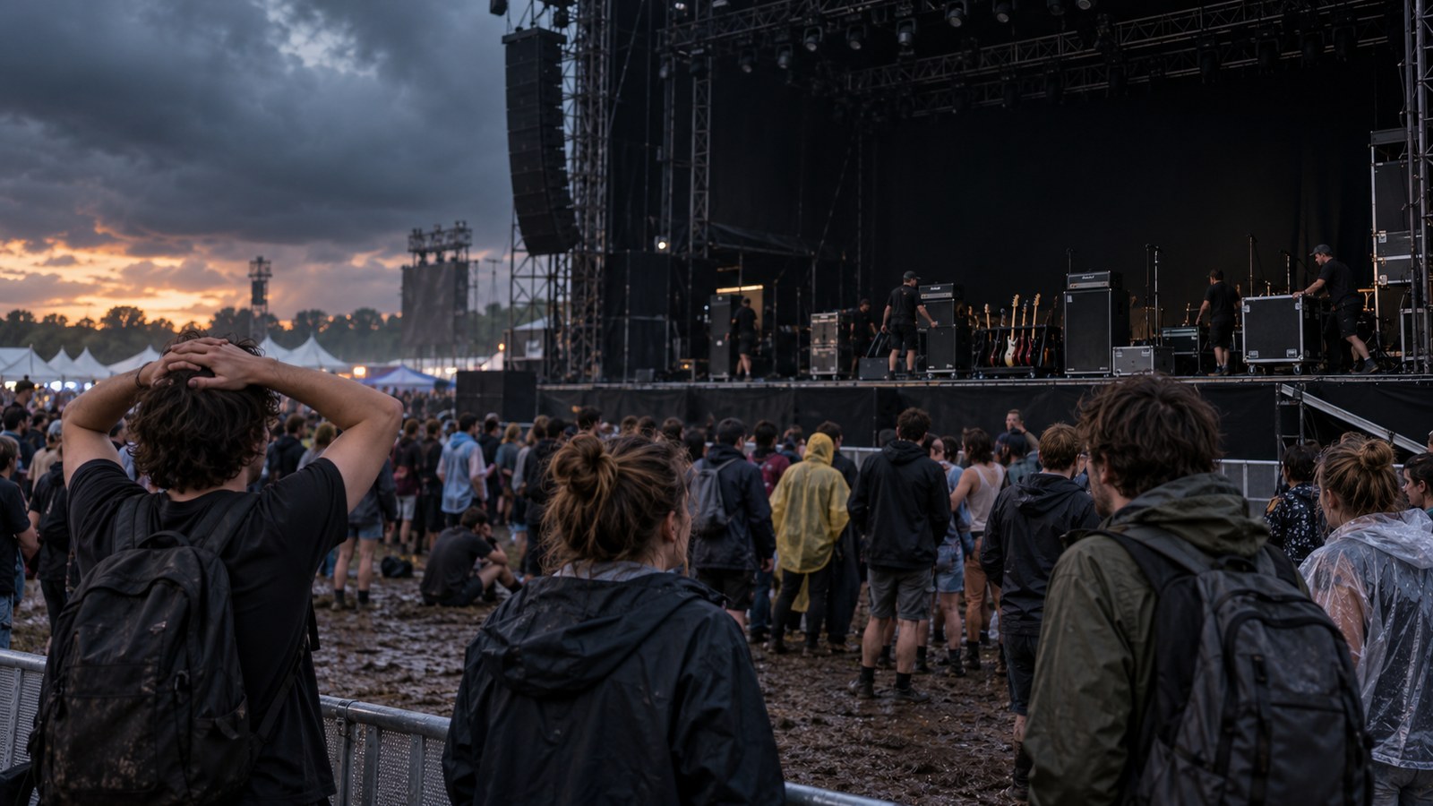 AI reconstruction of a canceled Oasis festival stage near Paris in 2009
