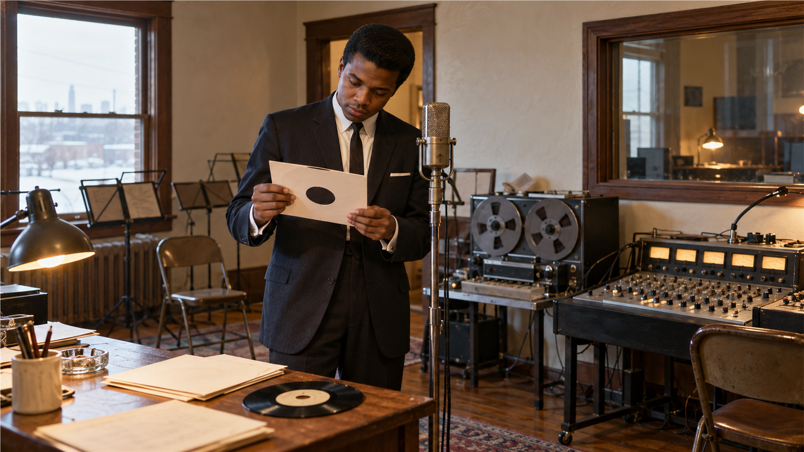 AI reconstruction of Berry Gordy’s modest 1959 Detroit recording venture at the beginning of Tamla Records.