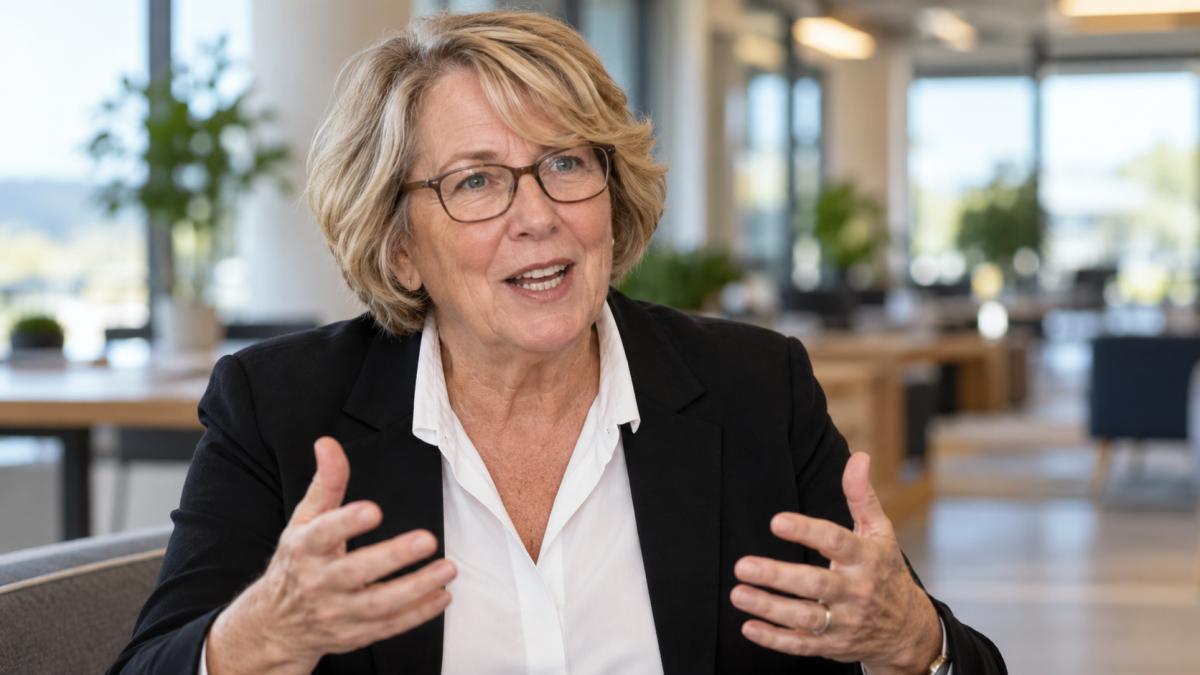 AI-generated editorial portrait of Patty McCord discussing power and workplace freedom
