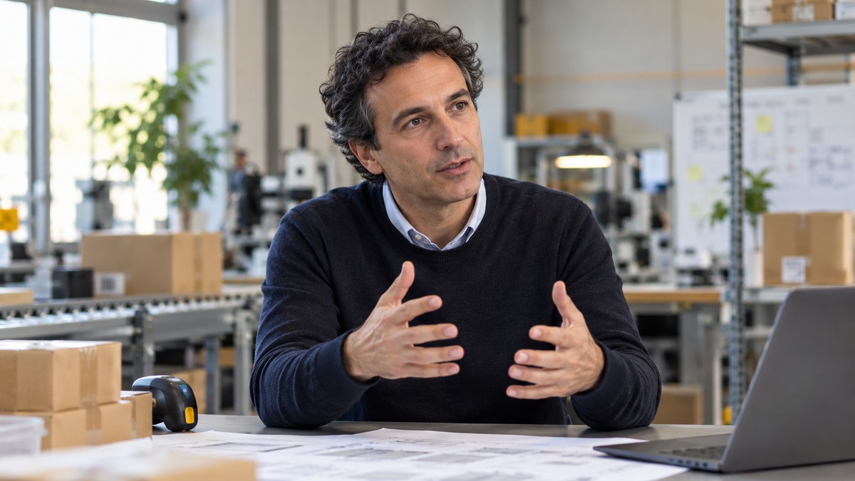 AI-generated editorial portrait of Salvatore Cali tracing customer value through a hands-on operations workflow