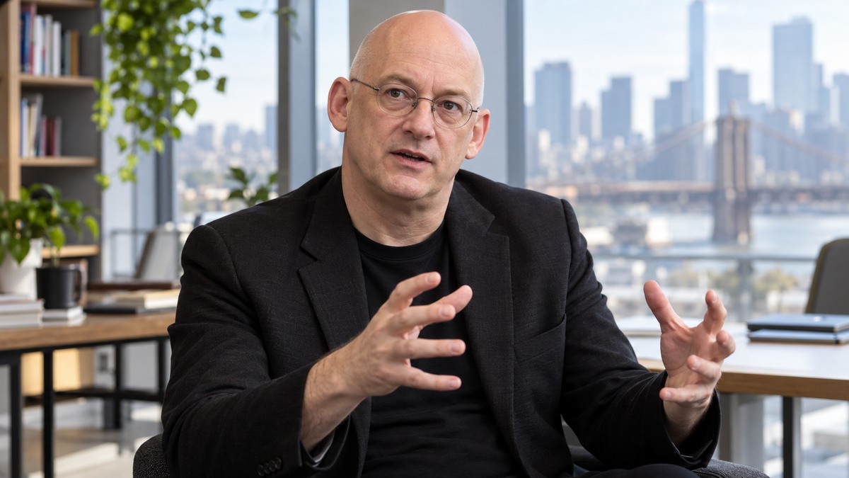 AI-generated editorial portrait of Clay Shirky in a setting inspired by the business idea “The cost of coordination has collapsed.”