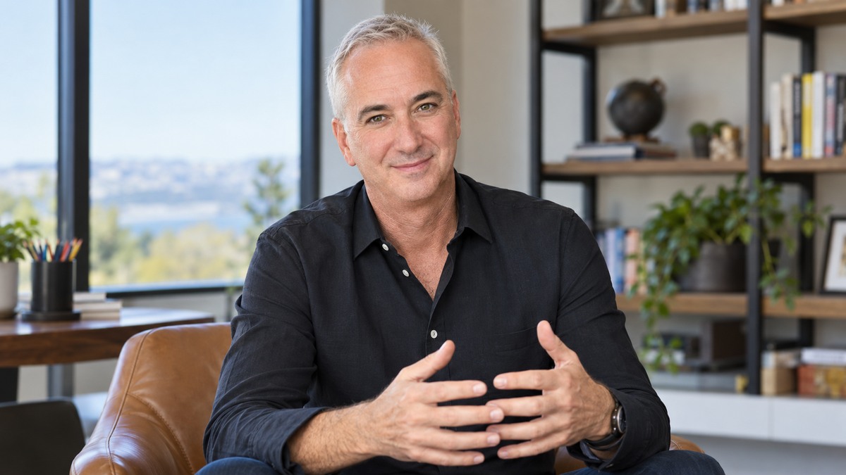 AI-generated editorial portrait of Cameron Herold in a setting inspired by the business idea “We should be raising kids to be entrepreneurs.”