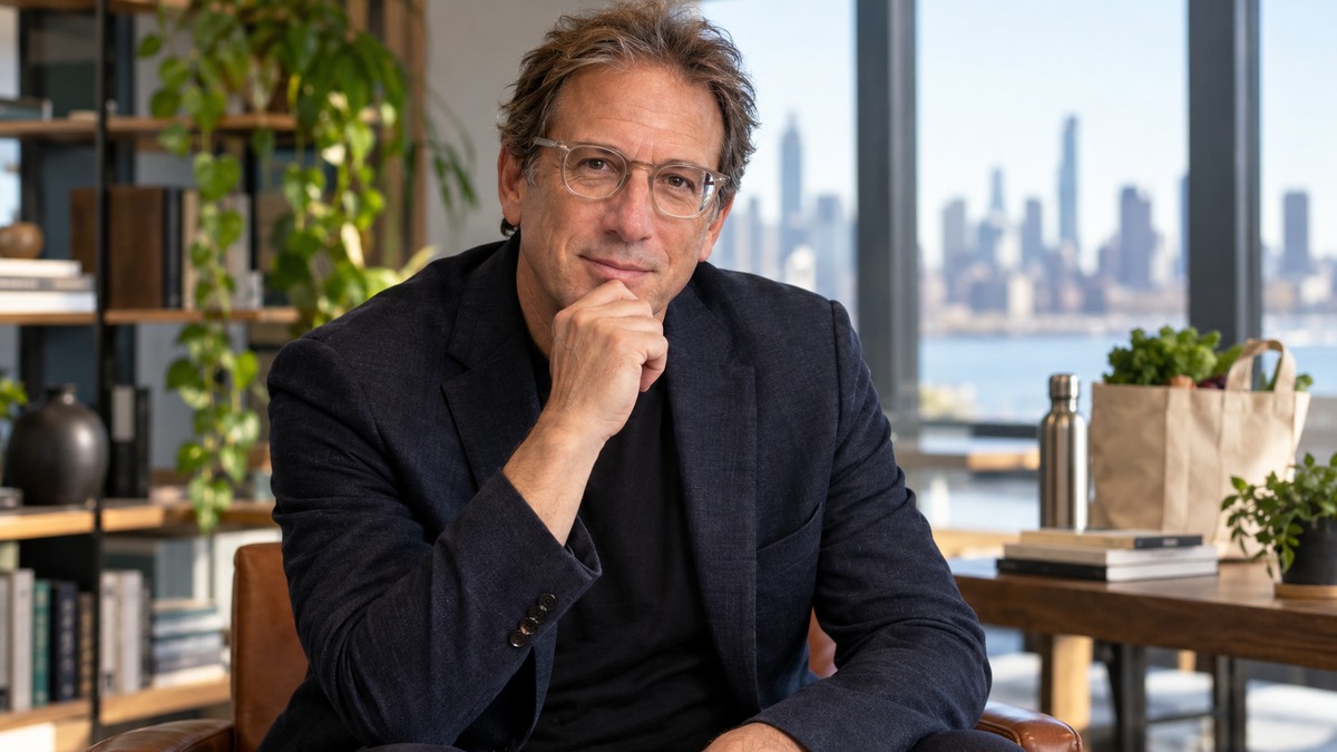 AI-generated editorial portrait of Charles Leadbeater in a setting inspired by the business idea “Innovation is becoming a mass activity.”