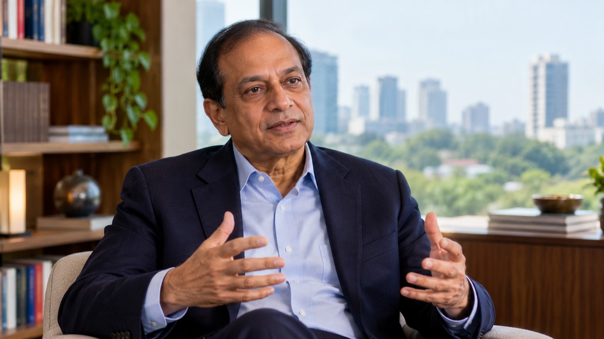 AI-generated editorial portrait of Nirmalya Kumar in a setting inspired by the business idea “There are four types of invisible innovation coming out of India.”
