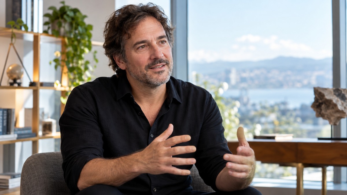 AI-generated editorial portrait of Martin Villeneuve in a setting inspired by the business idea “If you treat the problems as possibilities, life will start to dance with you.”