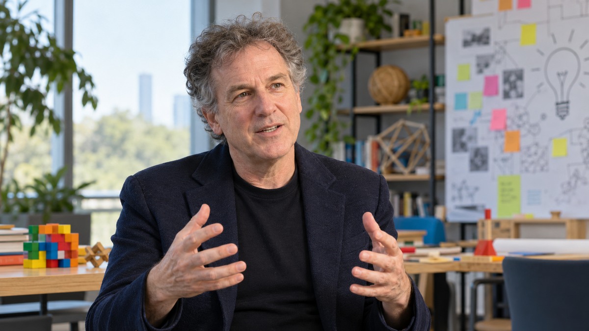 AI-generated editorial portrait of Steve Keil in a setting inspired by the business idea “Play increases creativity and innovation.”