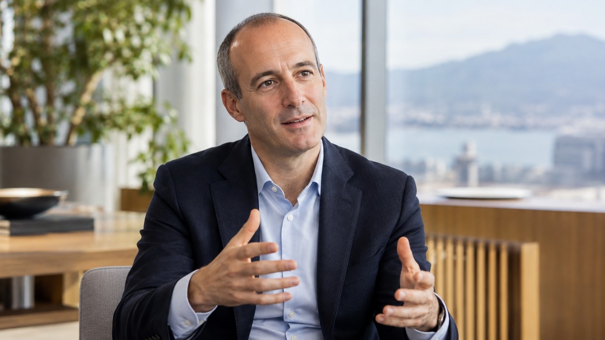 AI-generated editorial portrait of Marco Alverà in a setting inspired by the business idea “Fairness is good for business.”