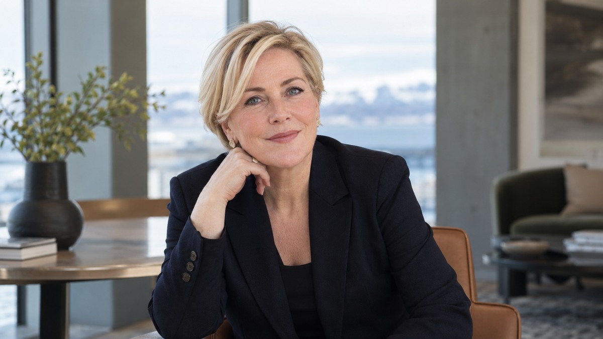 AI-generated editorial portrait of Wendy Woods in a setting inspired by the business idea “The only way we’re going to make substantial progress on the challenging problems of our time is for business to drive the solutions.”