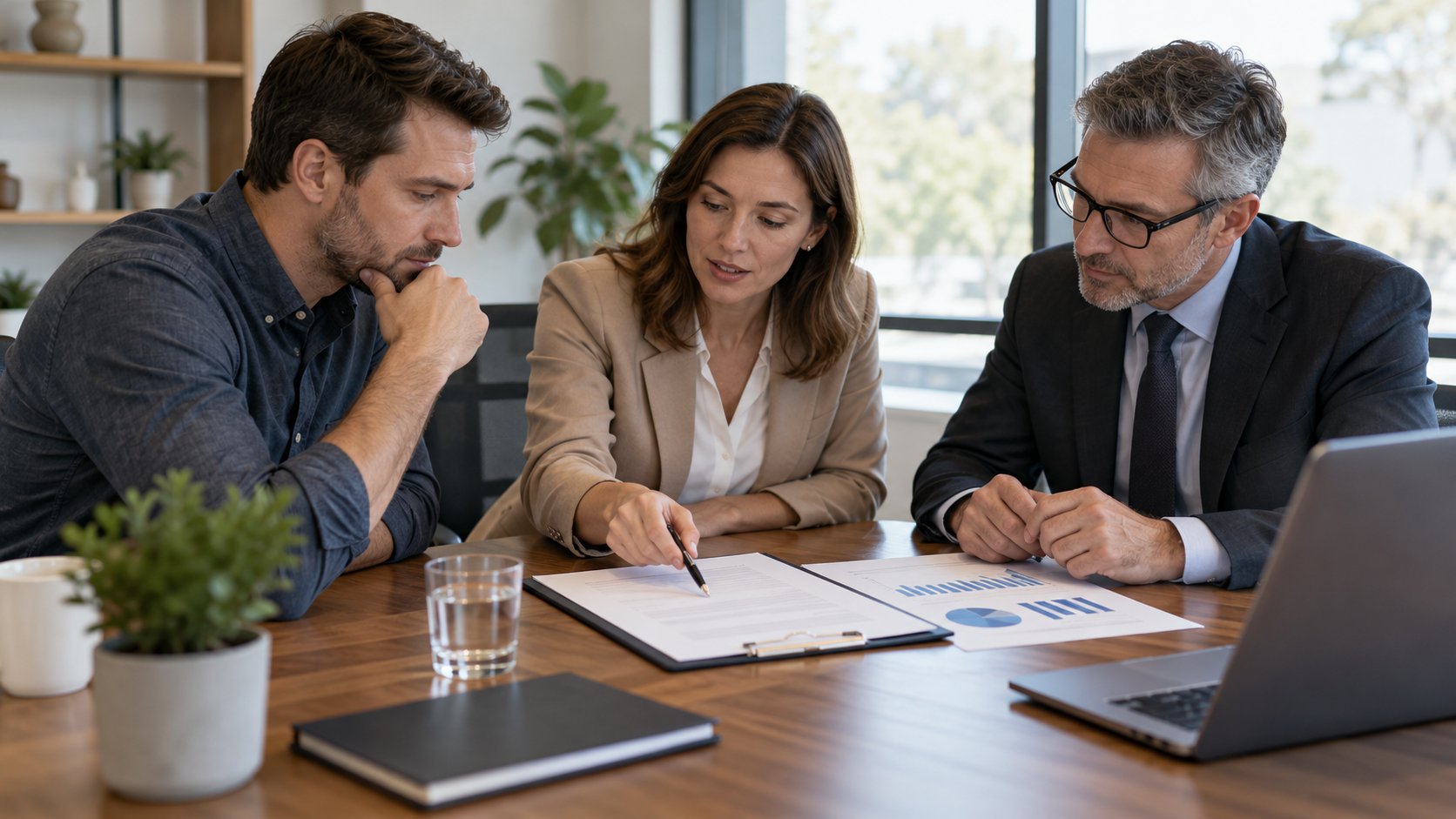 Borrower and lender reviewing restrictions and financial tests in a loan agreement.