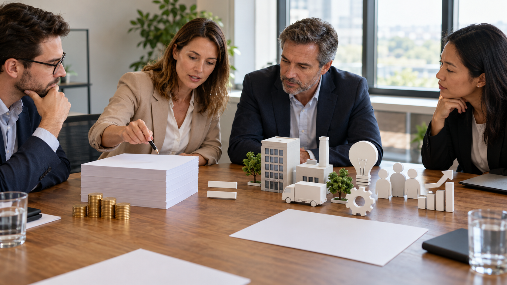 Acquisition team comparing a purchase price with identifiable business assets.