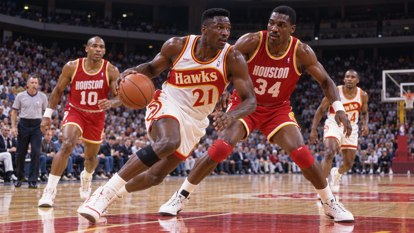 Photorealistic reconstruction of Atlanta ending Houston's 15-game winning start in 1993.