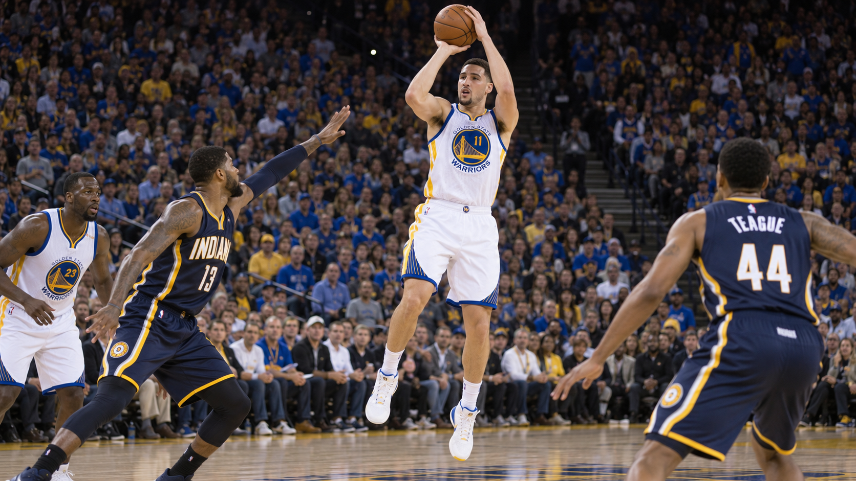 Photorealistic reconstruction of Klay Thompson scoring 60 points against Indiana in 2016.