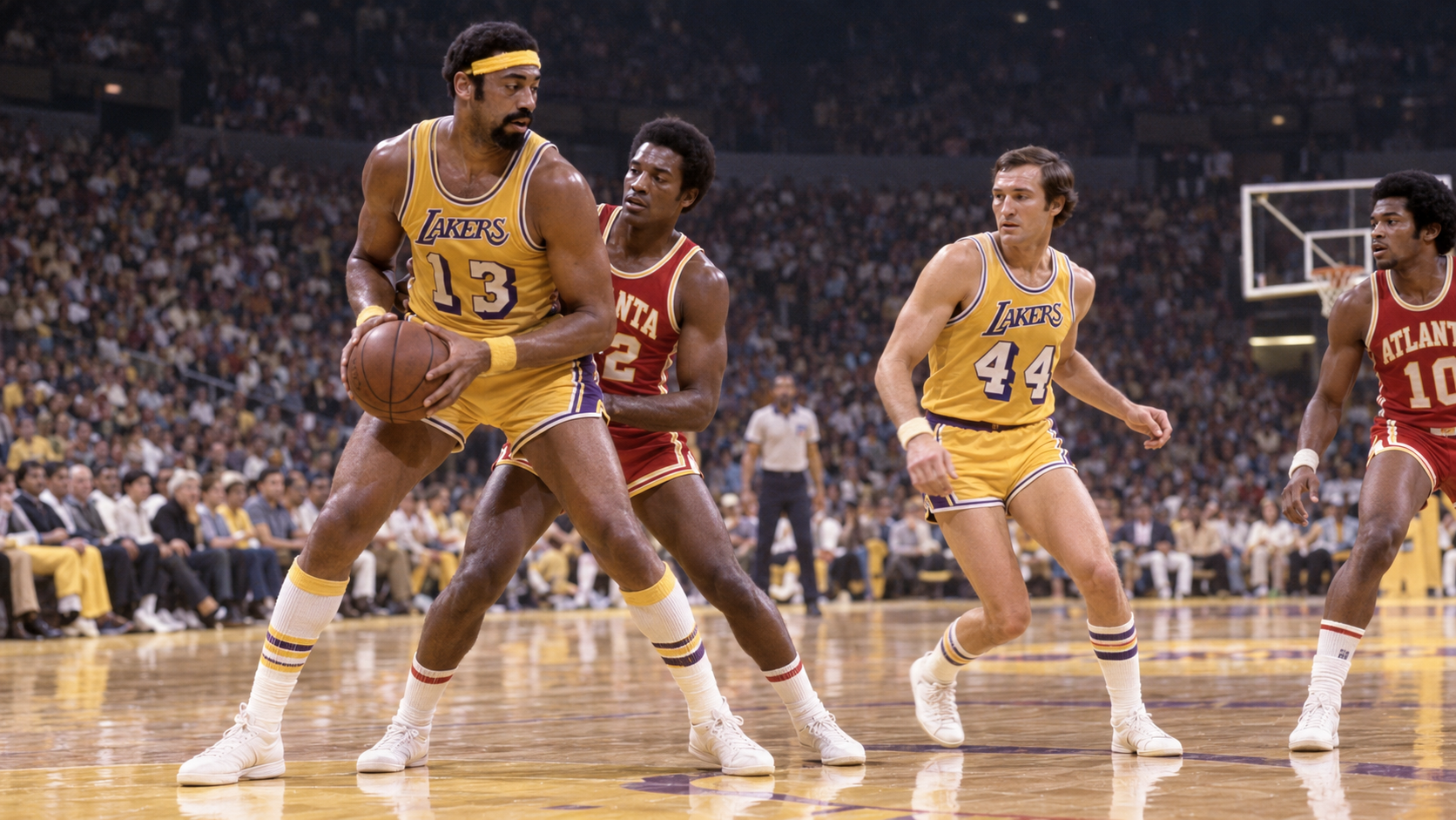 Photorealistic reconstruction of the Lakers earning their 21st consecutive win in 1971.