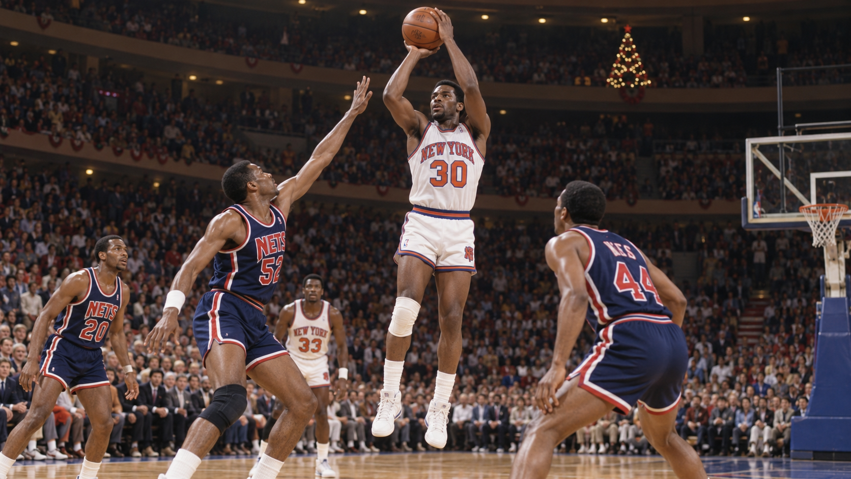Photorealistic reconstruction of Bernard King scoring 60 points on Christmas Day in 1984.