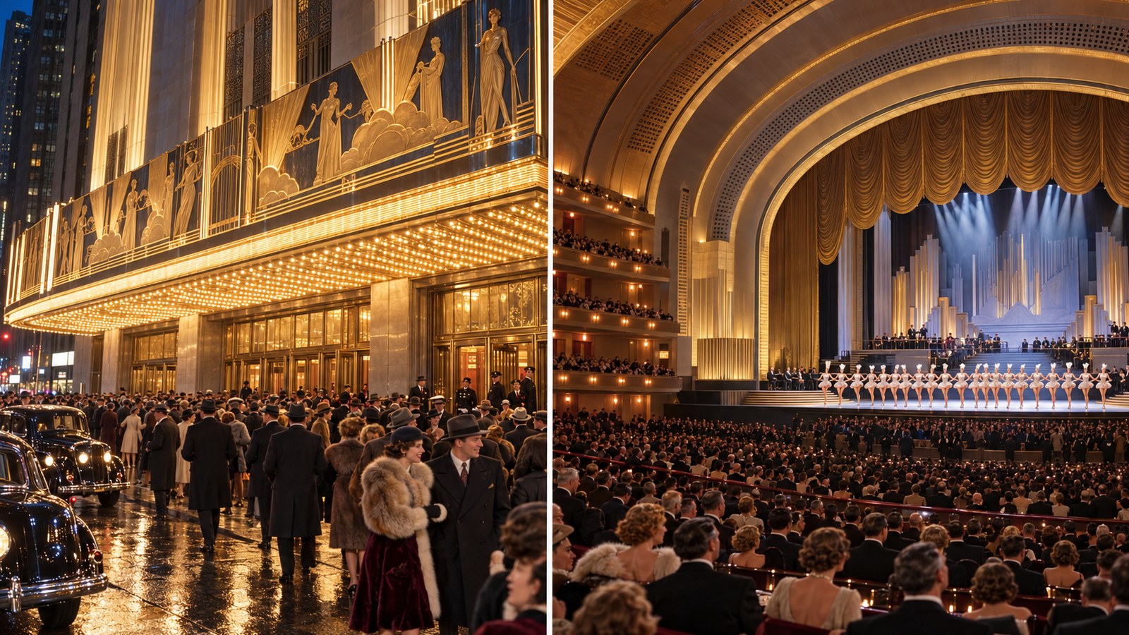 AI reconstruction of Radio City Music Hall opened in Rockefeller Center on December 27, 1932