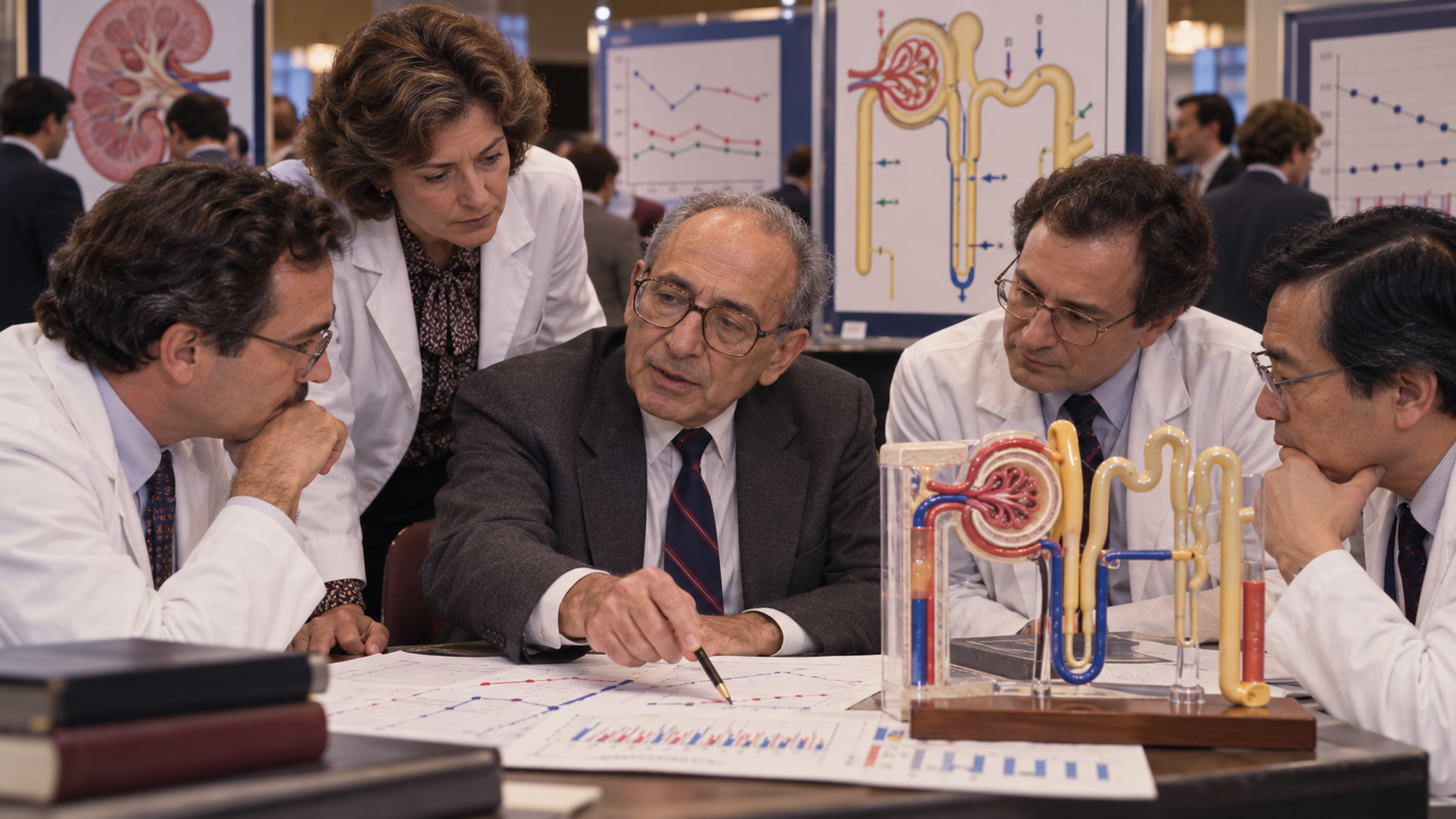 Hillel Gitelman reviewing electrolyte results with a nephrology team