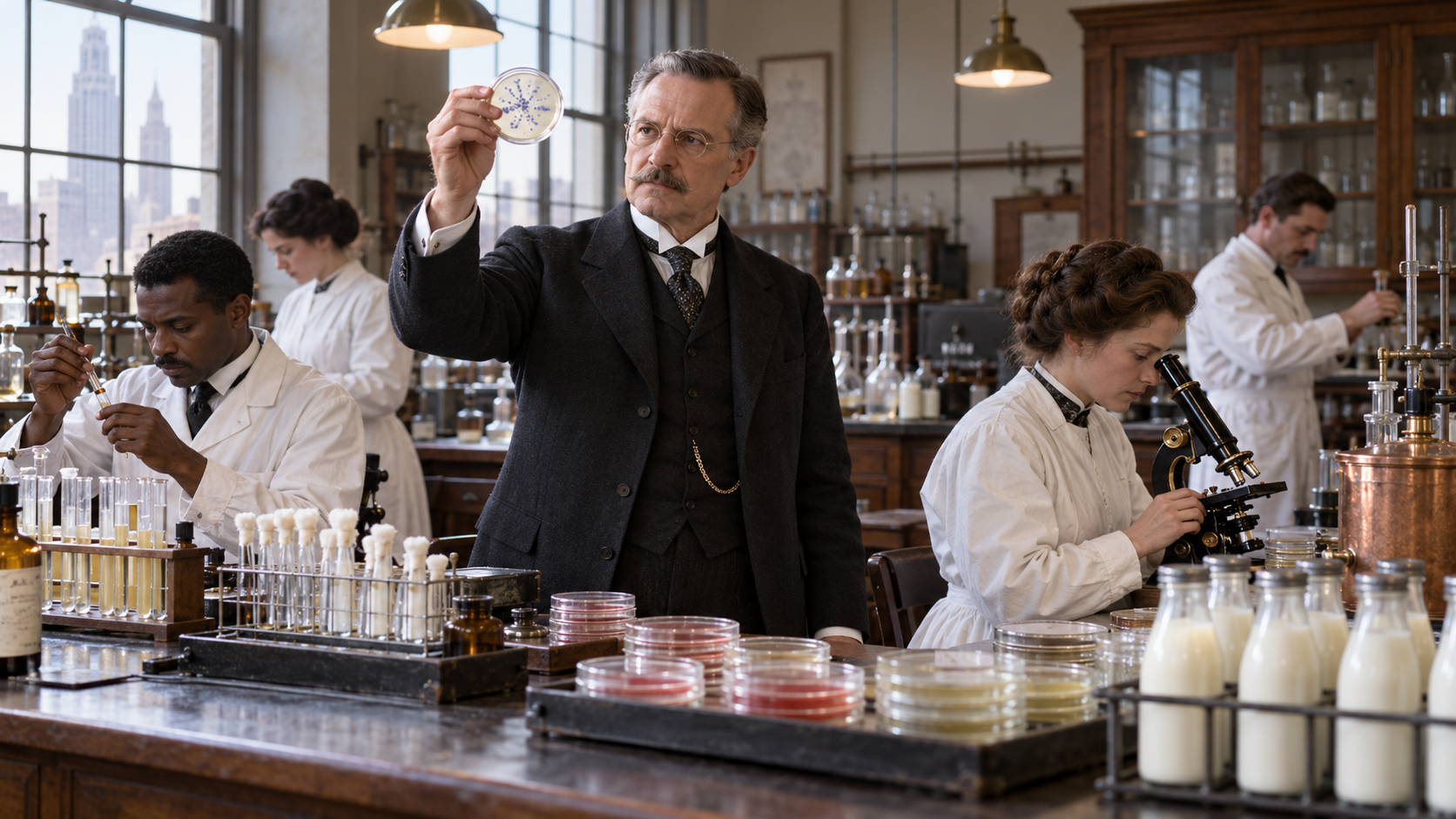 William H Park directing a New York public-health bacteriology laboratory