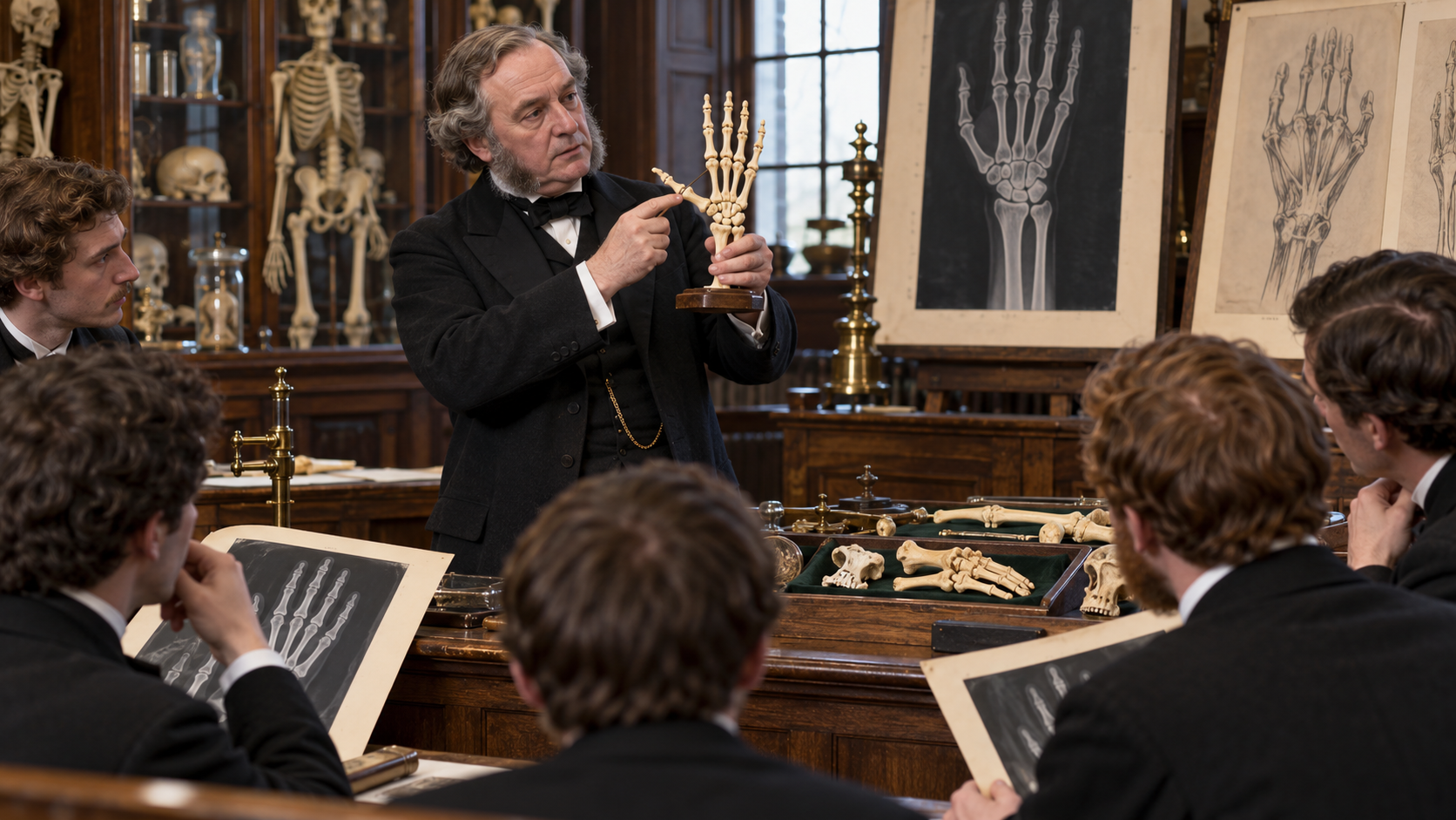 Edward Hallaran Bennett demonstrating a thumb-base fracture in an 1881 Dublin lecture