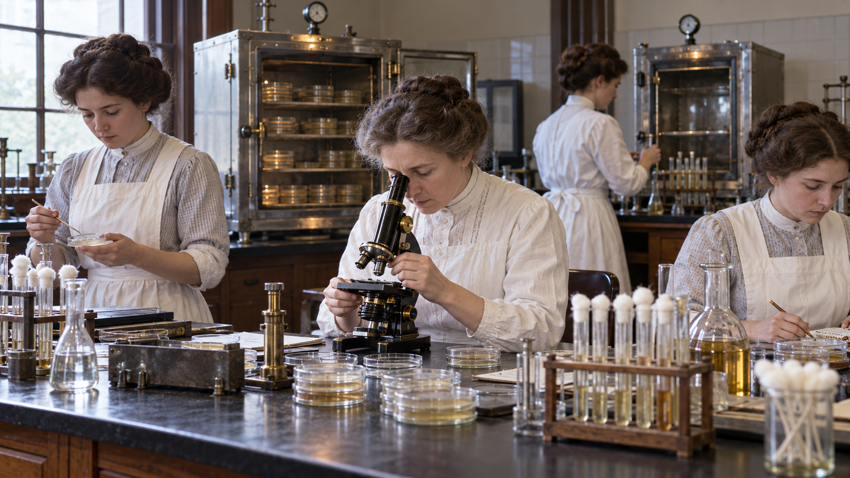 Anna Wessels Williams working in a New York public health laboratory
