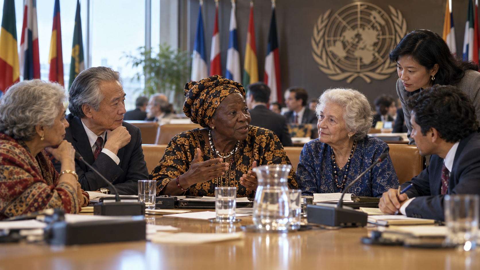 older adults and public health advocates at a 1991 United Nations community forum