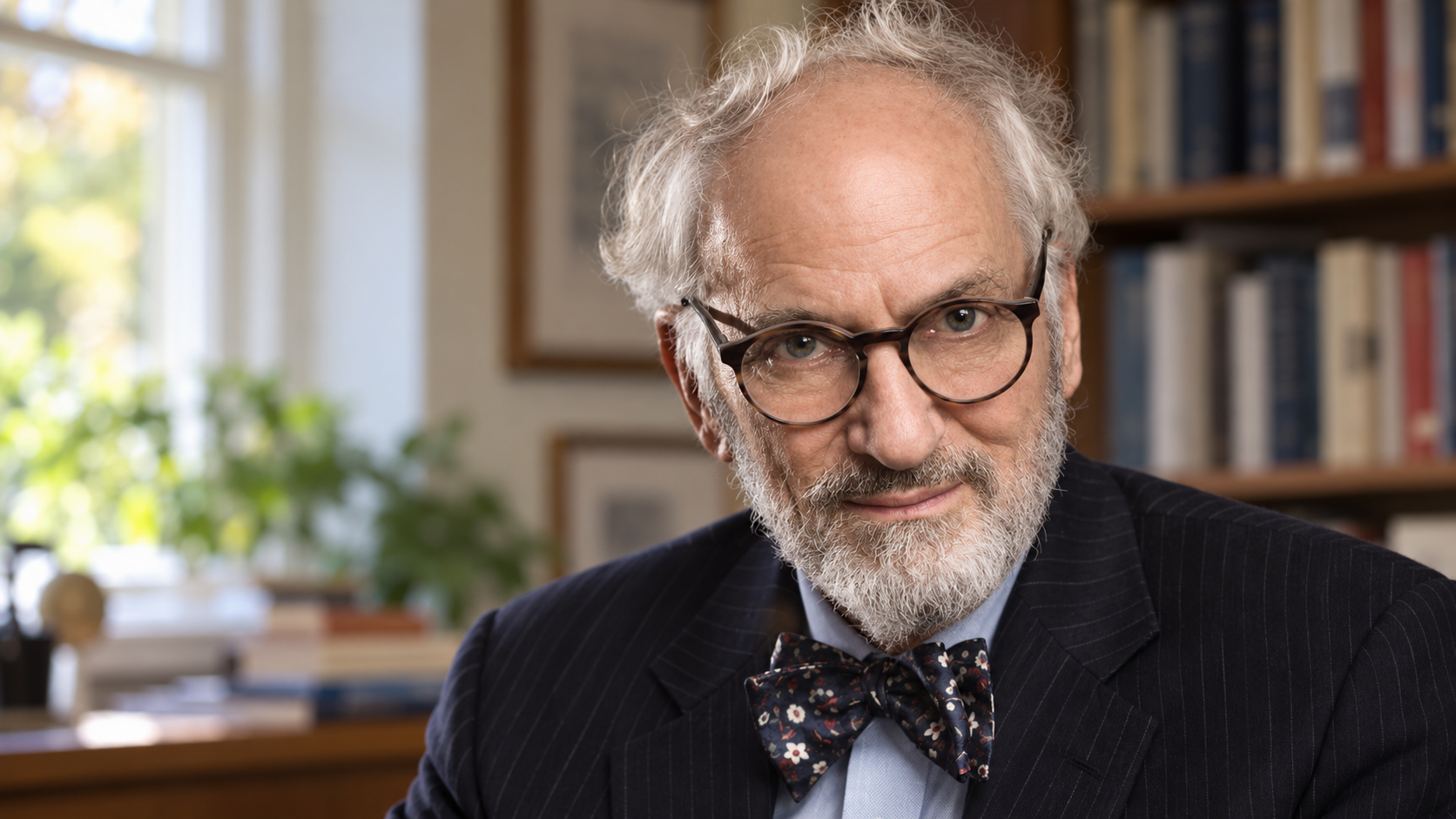 AI-generated realistic portrait of Eric J. Cassell in a medical humanities office.