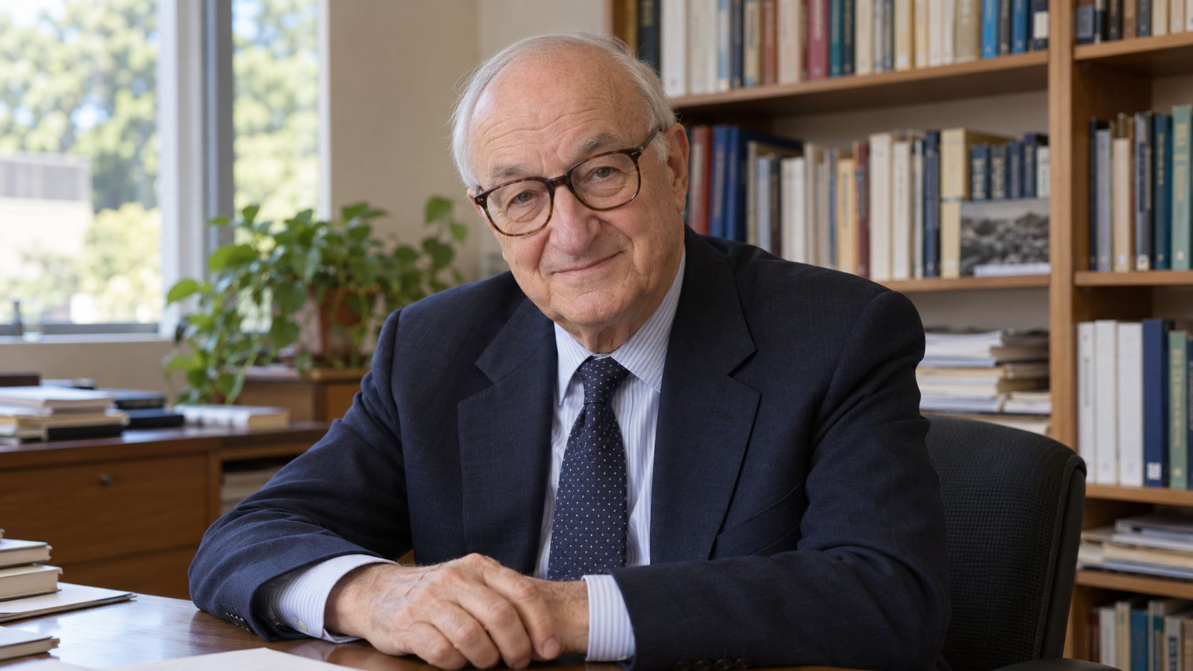 Albert Bandura in a university office